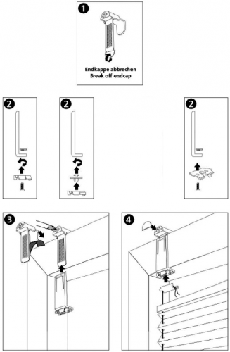 Falzfix - Klemmträger für die Montage von Plissees in der Glasleiste ohne Bohren - (4 Stück) (z)