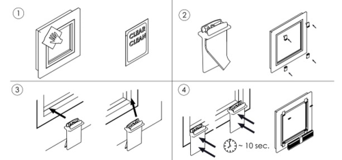 Plissee Klebeplatten mit  Spannschuh für die Glasleiste - (4 Stück) - ps QUICKFIX (z)