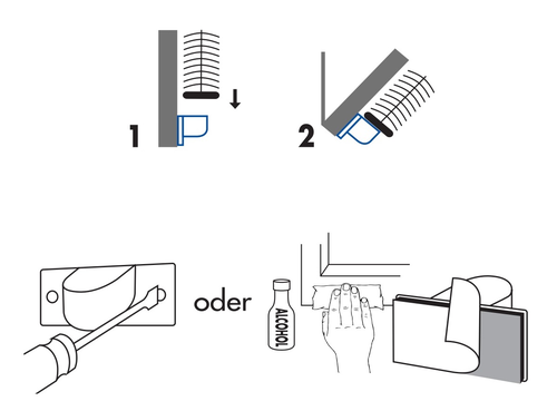 ps FASTFIX-Magnethalter – Klebemagnet (2 Stück) für magnetische Jalousien-Unterleisten (Unterschienen) - selbstklebend als Pendelschutz bei Kippfenstern (z)